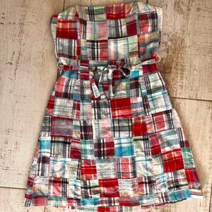 Lilypod Madras Patch Plaid Strapless Mini Dress Size 8